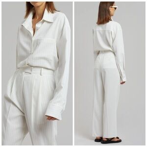 The Frankie Shop Bea Fluid Pinstripe Suit Pants In Off White Size Small NWT